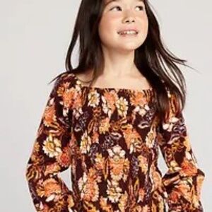Printed Jersey-Knit Smocked Top~Girls XL (14-16)